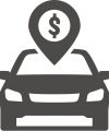 Car dealership black glyph icons vector set